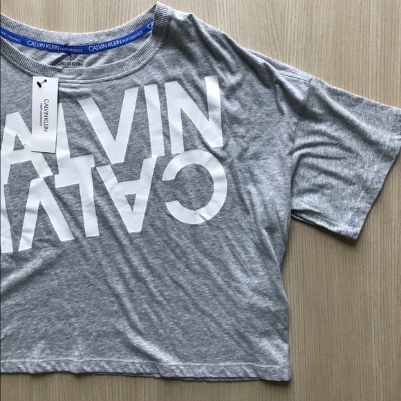 Calvin Klein Performance Gray Crop Tee - Picture 1 of 14
